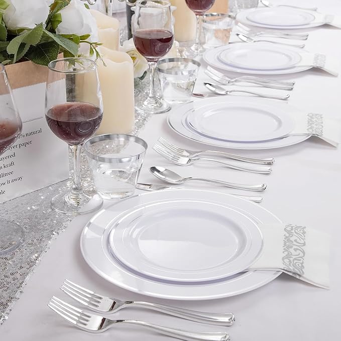 SUT 600PCS Silver Plastic Silverware, Plastic Silverware Heavy Duty, Disposable - Image 6