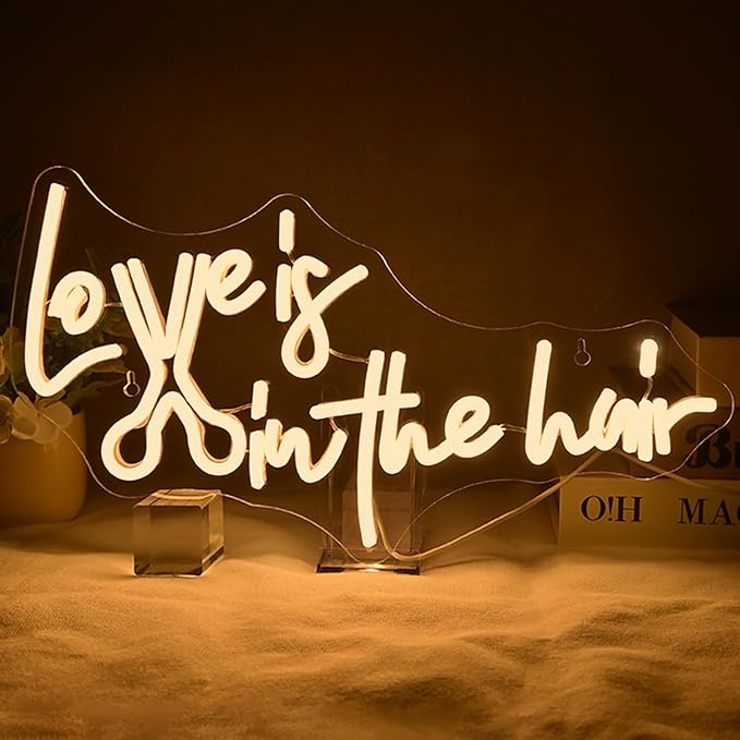 Wanxing LED Neon Sign for Wall Decor, Love is in the Hair Neon Light, USB by Wanxing