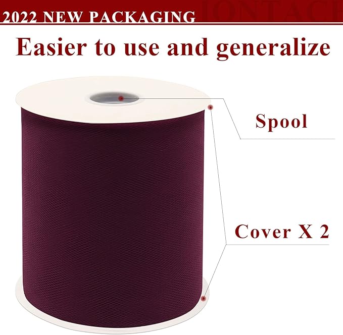 Burgundy Tulle Fabric Rolls 6 Inch by 200 Yards Fabric Spool Tulle Ribbon - Image 2