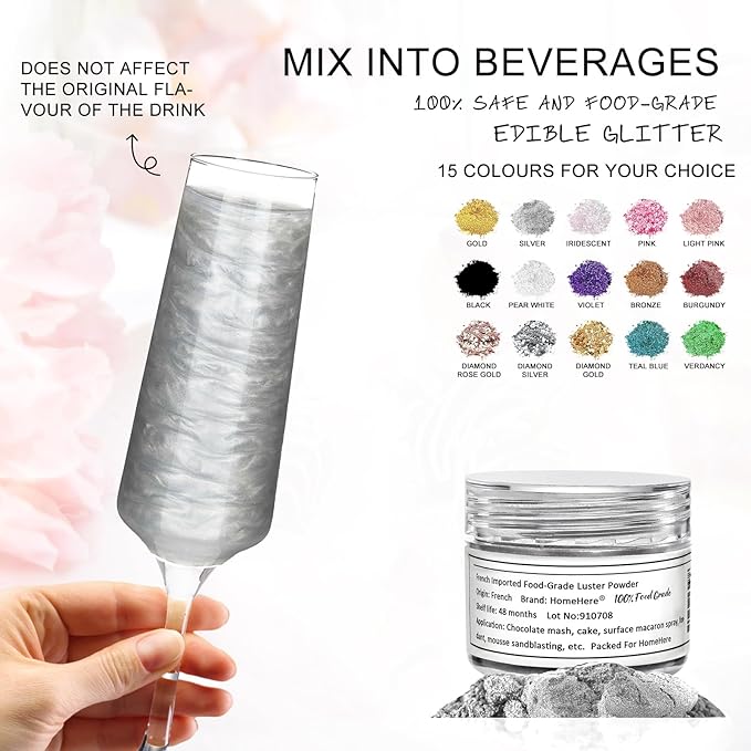 HomeHere Edible Luster Dust Food-Grade Glimmer Powder Glitter - Image 2