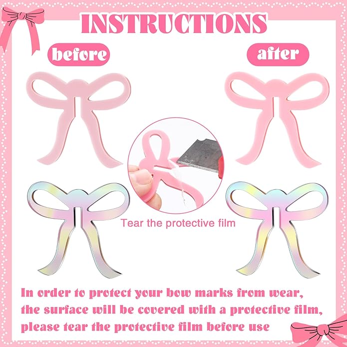 36 Pcs Bow Drink Markers Acrylic Drink Tags Bowknot Wine Glass Charms - Image 2
