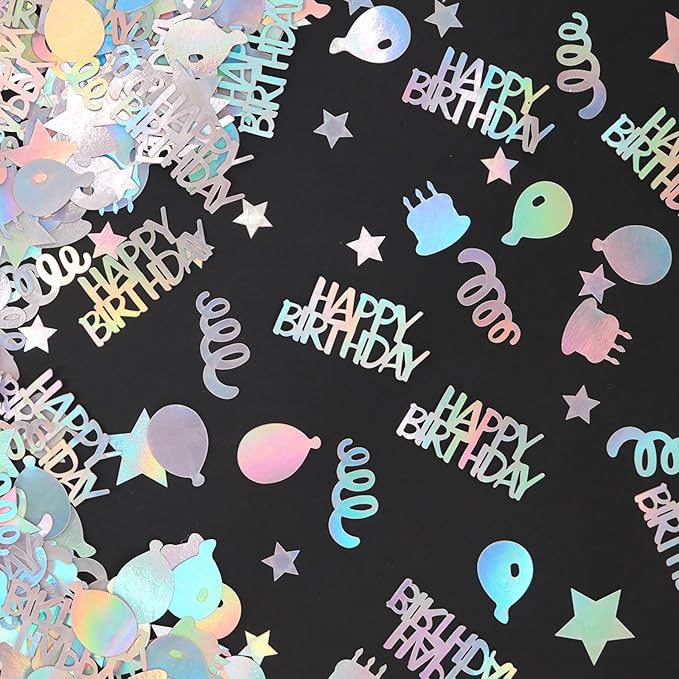 Happy Birthday Confetti for Table Iridescent Balloon Star Shaped Table Scatter by Vofrise