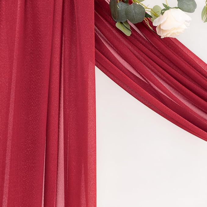 MLMC Red Wedding Arch Draping Fabric 2 Panels 29" x 20 FT Extra Long Gauze - Image 7