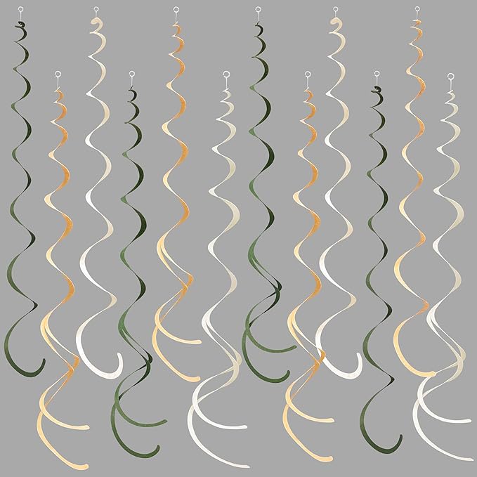 36Pcs Sage Green Hanging Swirl Decoration Olive Green Tan Brown Cream Neutral by pinkblume