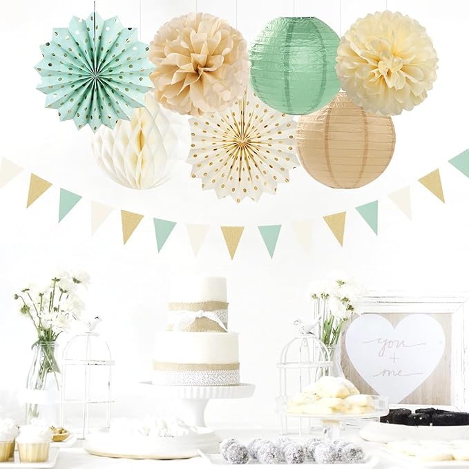 Sage-Green Champagne-Gold Baby Shower Party Decorations - Image 4