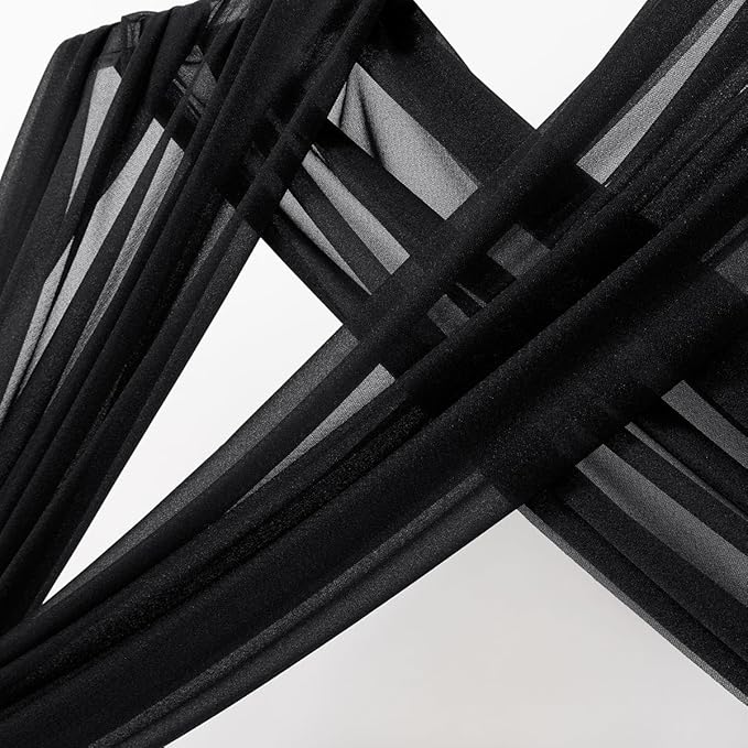 MLMC Black Wedding Arch Draping Fabric 2 Panels 29" x 20 FT Extra Long Gauze - Image 3