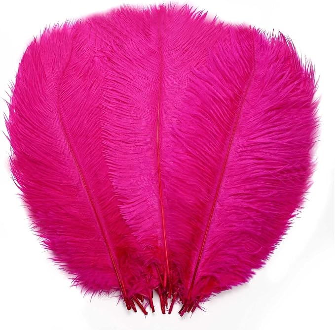 YAKRUNA 30PCS Hot Pink Ostrich Feathers Bulk 12-14 Inches by YAKRUNA