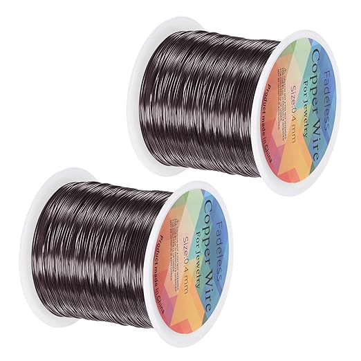 2-Rolls 0.4mm Jewelry Wire, 26 Gauge 328FT Craft Wire Copper Beading Wire by MMETERXITY