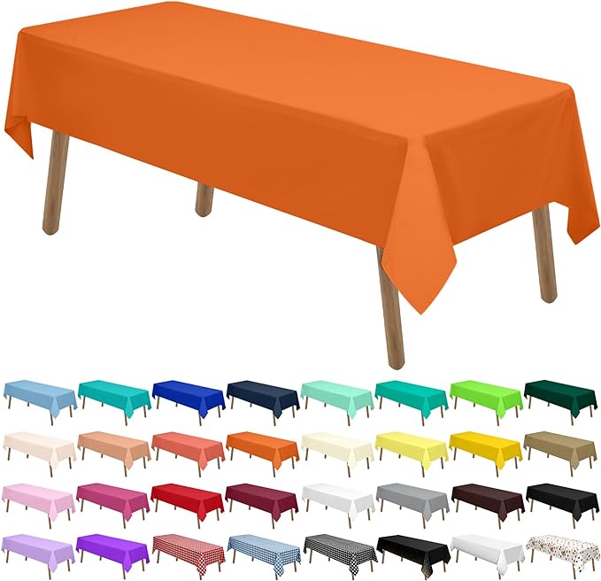 PARTY ULYJA Orange Plastic Tablecloths 2 Pack Disposable Table Covers 54 x 108 by PartyUlyja