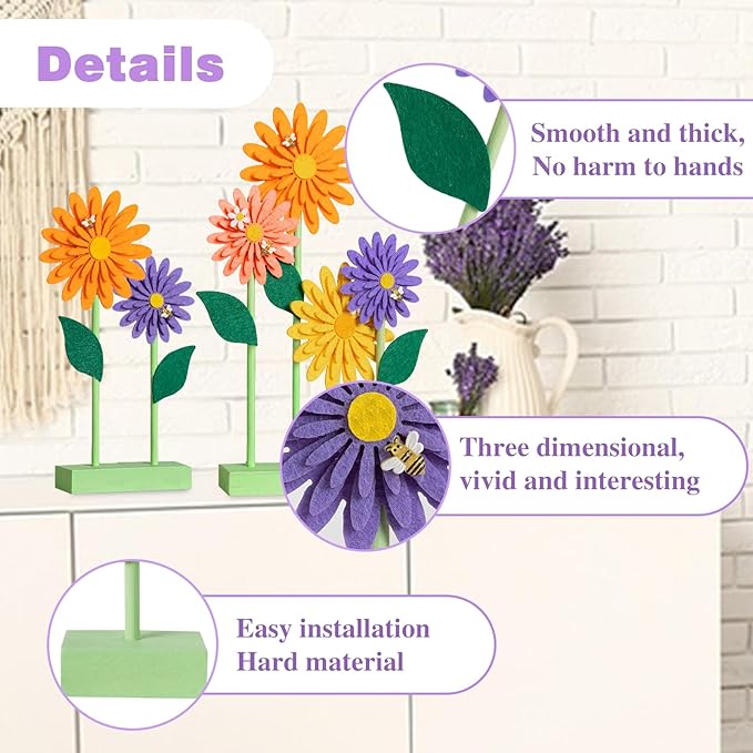 8 PCS Daisy Felt Centerpieces for Tables Flower Party Decorations Daisy - Image 2
