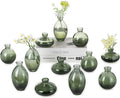 Hewory Glass Bud Vases for Centerpieces: Set of 12 Cute Green Small Vases by Hewory