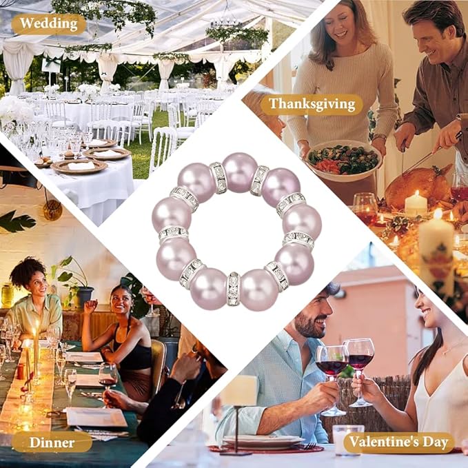 20Pcs Pearl Napkin Rings, Wedding and Formal Dinner Table Decor - Image 3
