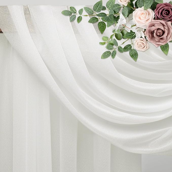 Wedding Arch Draping Fabric 6 Panels 28.7" x 20FT Ivory Sheer Chiffon Backdrop - Image 4