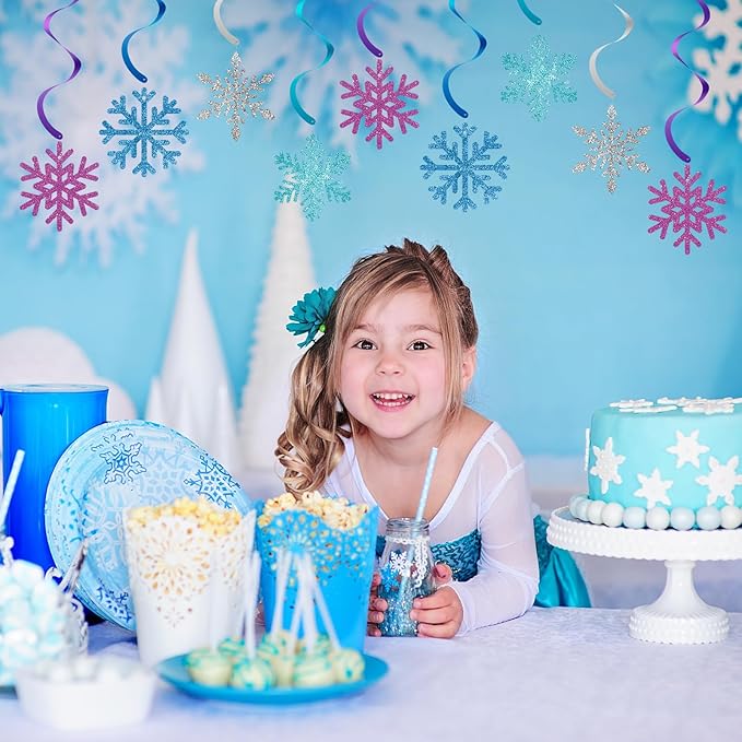 20 Pack Frozen Snowflake Hanging Decorations - Image 2