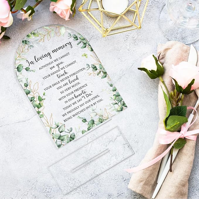 Wedding Sign Decor, In Loving Memory Wedding Sign, 5x7 Inch Arch Acrylic - Image 6