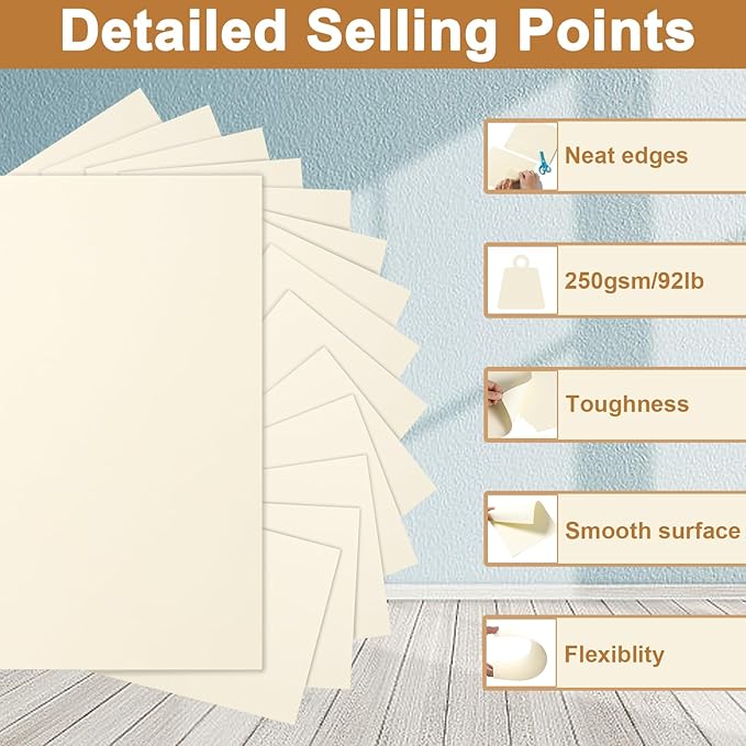 120 Sheets Cream Cardstock 8.5 x 11 Off White Paper, 92lb Ivory Card stock - Image 3