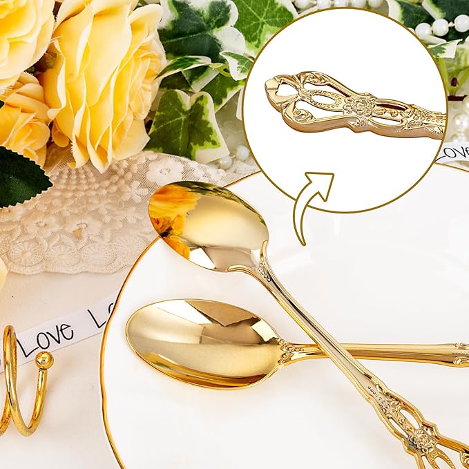 150PCS Gold Plastic Spoons - Image 4