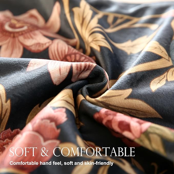 patdrea Designer Vintage Black Floral Extra Long Velvet Table Runner 118 Inch - Image 4