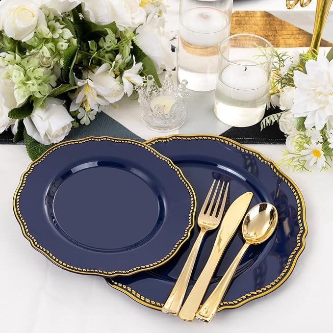 Hioasis 60pcs Blue Plastic Plates - Image 8
