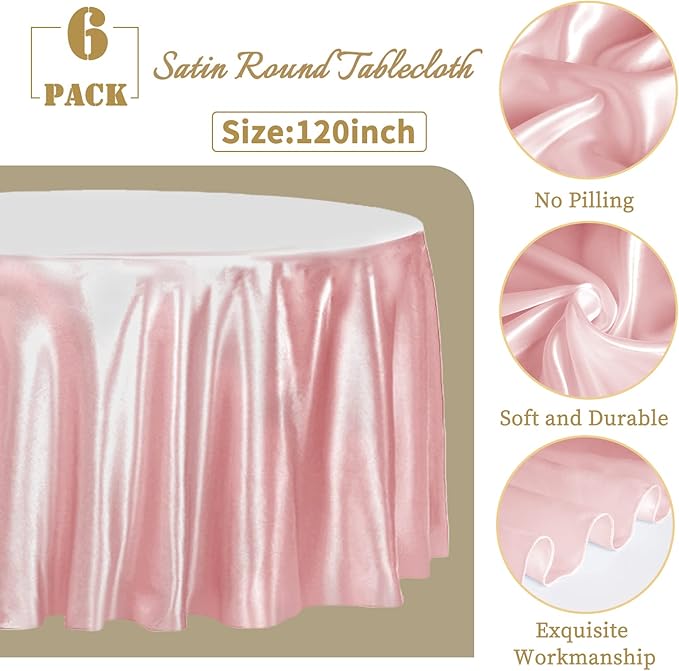 fani 6 Pack 120 Inch Rose Gold Round Tablecloth - Image 2