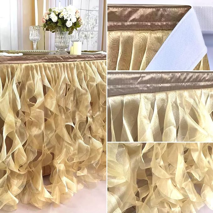 Luxury Organza Mesh Table Skirt Draping Floating Romance - Image 5
