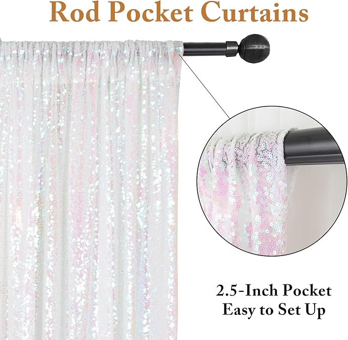 ShinyBeauty 4-Pack Sequin Photo Backdrop Curtains 2x8FT - Image 5