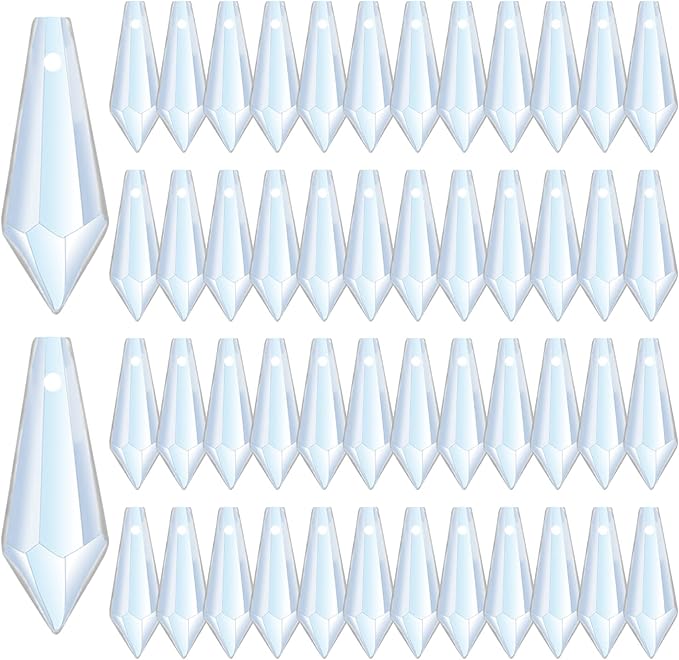 H&D 50pcs 38mm Crystal Icicle Pendant Chandelier Prisms Drops Lamp Candle - Image 2