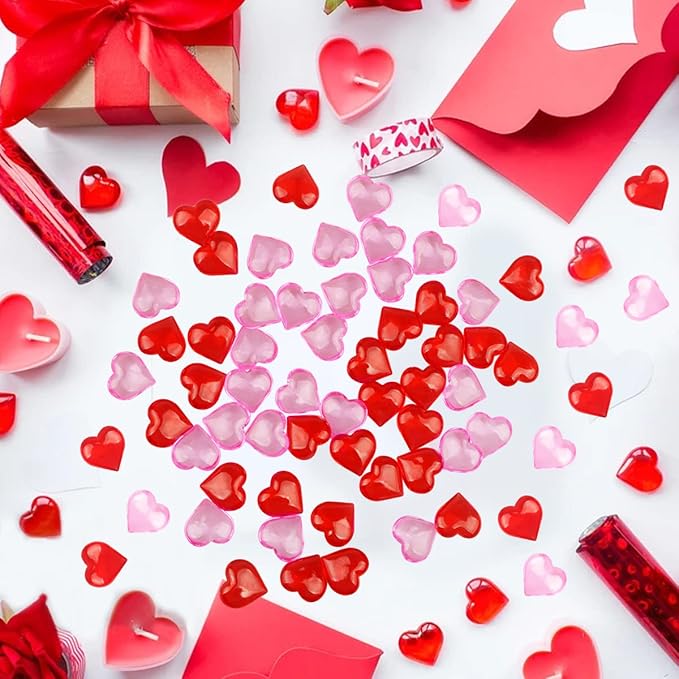 Fangoo 110 Pieces Red Pink Acrylic Heart Gems - Image 5