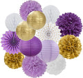 Purple-Gold Party Decorations Streamers Lanterns by OURUOLA
