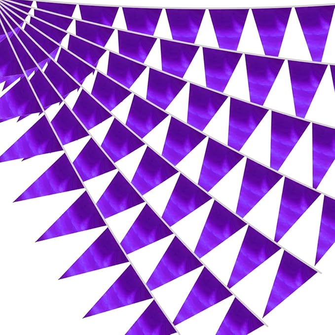 40M/130FT Purple Triangle Pennant Banner Flag Metallic Fabric Bunting Garland by raqieden