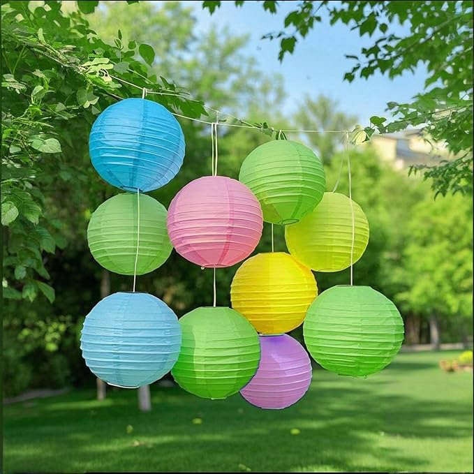 Paper Lanterns Decorative 15pcs Pastel Colorful Theme Party Decorations - Image 3