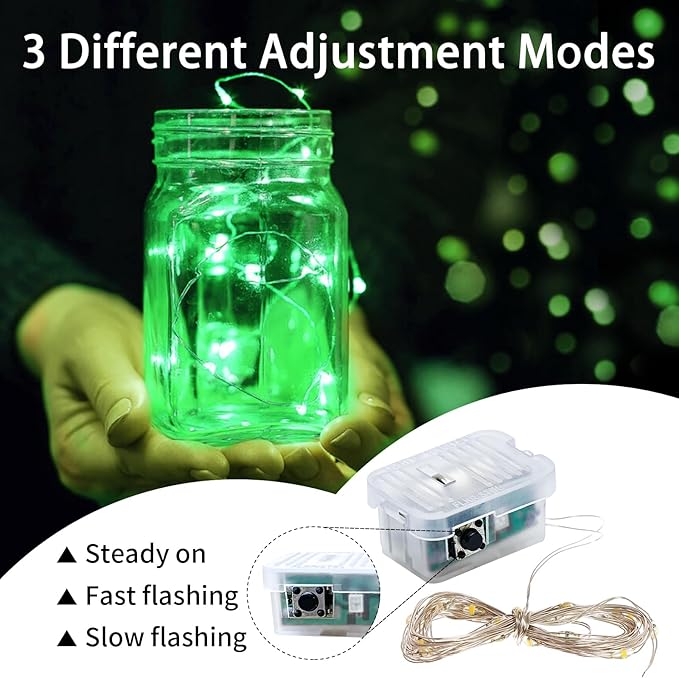 24 Pack Green Fairy Lights 7Ft 20 LED Twinkle String Lights 3 Modes Battery - Image 3