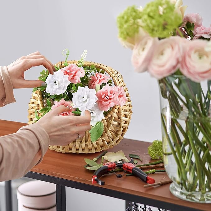 Taiyin 12 Pack Rattan Flower Girl Basket Small Half Moon Straw Wicker Basket - Image 5