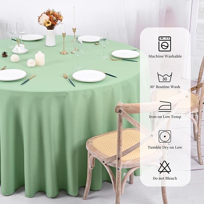 6 Pack Sage Green Round Tablecloths - Image 3