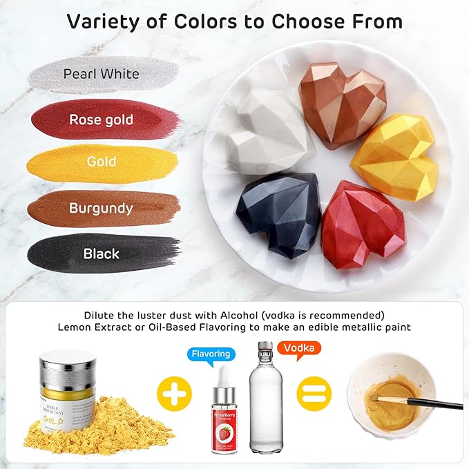 Nomeca Edible Luster Dust, 8 Grams Food Grade Gold Cake Dust Metallic Shimmer - Image 6