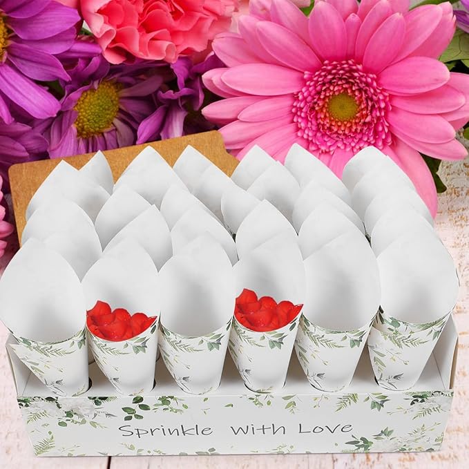 CIMAXIC Wedding Confetti Cone Holder Box - Image 3