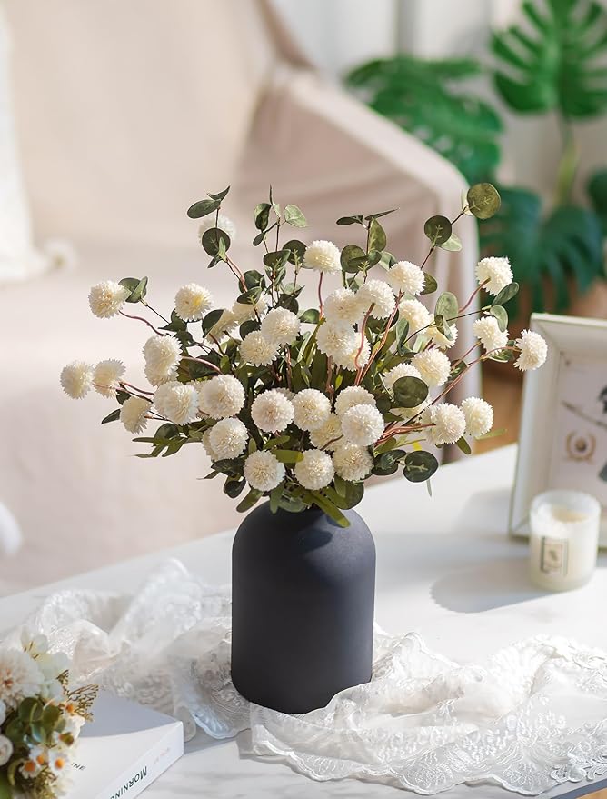 BLOSMON Fake Flowers in Vase for Centerpieces: Metal Vase - Image 5