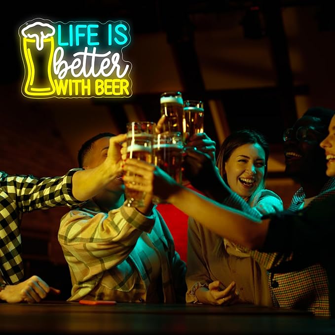 Beer Neon Sign for Wall Decor Bar LED Sign Beer Neon Light for Man Cave Bedroom - Image 5