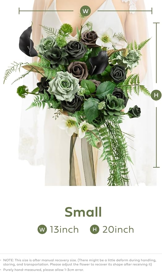 Ling's moment Forest Green Bridal Bouquet Cascading, Emerald Green Wedding - Image 8