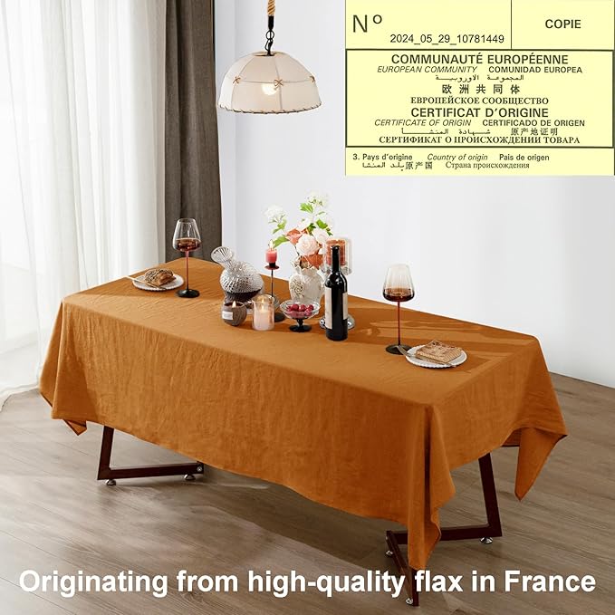 Talasily Linen Tablecloth 100% Pure Linen Table Cloth 60x120 Inches Rectangle - Image 3