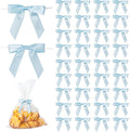 50Pcs Baby Blue Twist Tie Bows for Gift Wrapping 2.5" Satin Ribbon Bow for by TULOBI