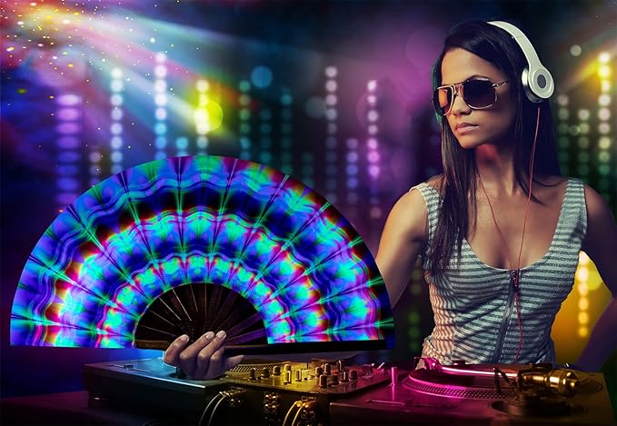 Amajiji Rave Folding Hand Fan Popping Fans - Image 2