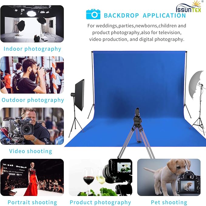 ISSUNTEX 6X9 ft Background Muslin Backdrop, Photo Studio, Collapsible High - Image 7