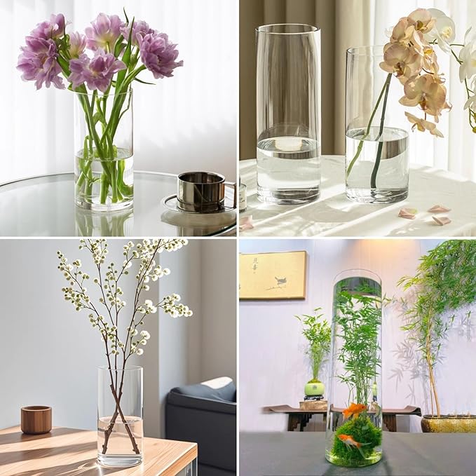 3 Large Acrylic Cylinder Clear Vase - Image 9