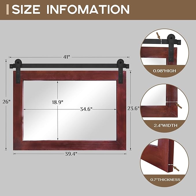 COGOOD Farmhouse Barn Door Mirror - Image 4