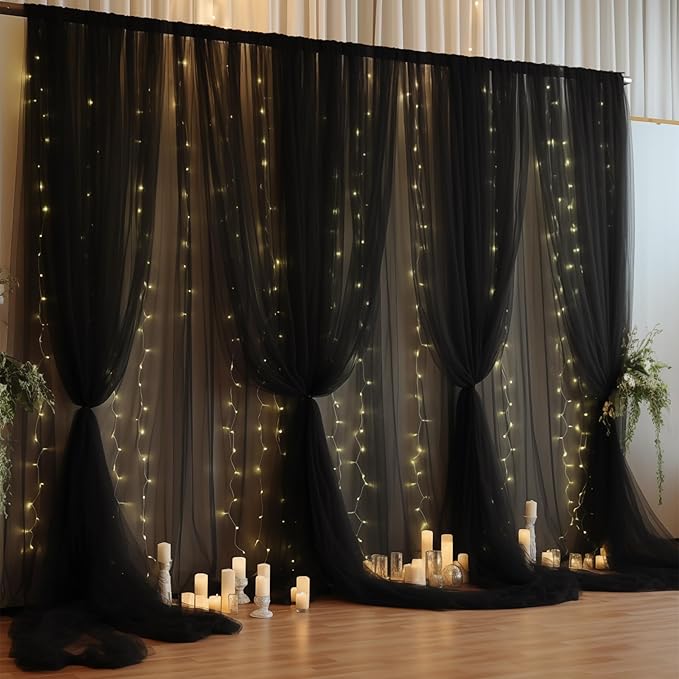 20×10ft Black Tulle Backdrop Curtain - Image 7