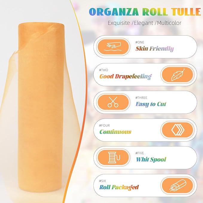 Crystal Organza Fabric Tulle 11 Inch by 50 Yards Sheer Tulle Rolls - Image 2
