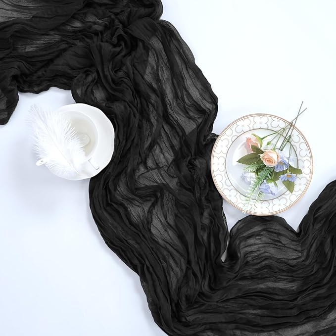 6 Pack Black Halloween Cheesecloth Table Runner 10ft Boho Gauze Fabric Cheese - Image 6