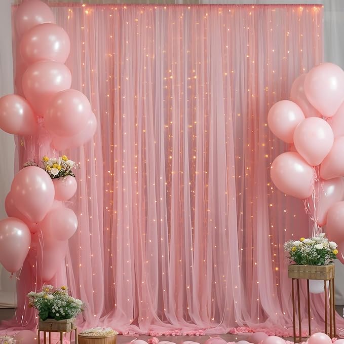 20×10ft Dusty Rose Tulle Backdrop Curtain - Image 5