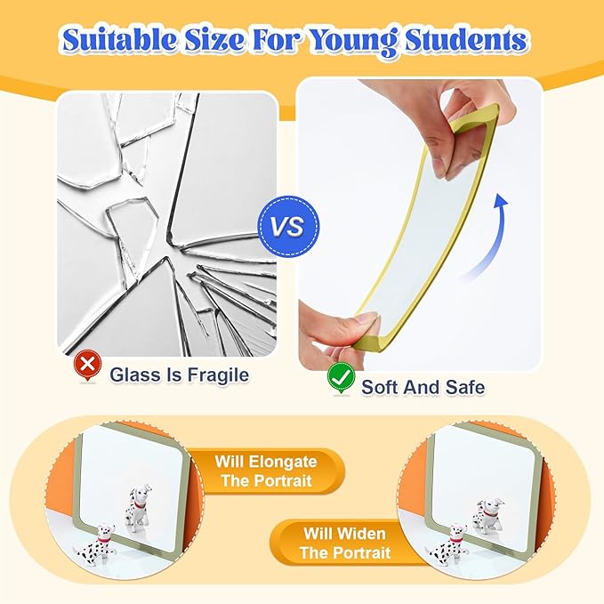 Dandat 10 Pcs Small Mirrors for Kids 6 x 6 Inch Square Shatter Proof Reflector - Image 3